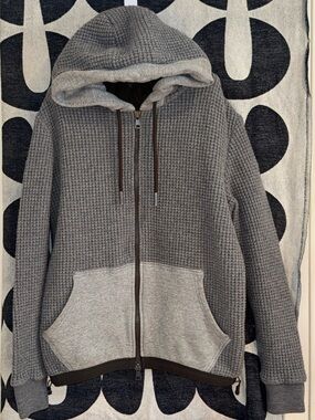 Moncler Maglia Cardigan Hooded Knitted Puffer Jacket~ Gray\Olive Brown ~LARGE